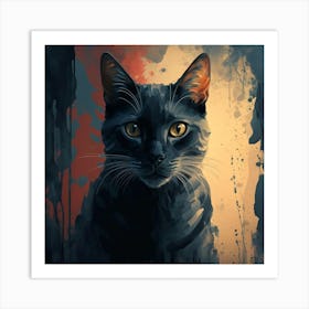 Black Cat Painting 1 Art Print