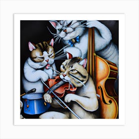 Cat Musical Trio Art Print