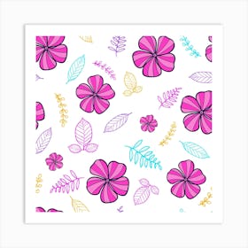 Flowers Leaves Pattern Art Bloom Art Print