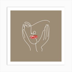 Line Drawing Of A Woman'S Face Boho Bohemian Art Print