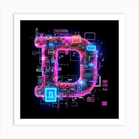 Letter D made of LIght Bulb Art Print