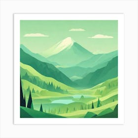 Misty mountains background in green tone 183 Art Print