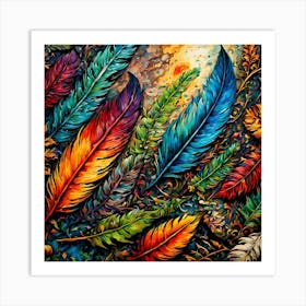 Colorful Feathers 15 Art Print