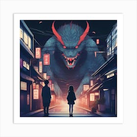 Demon And The Girl Art Print