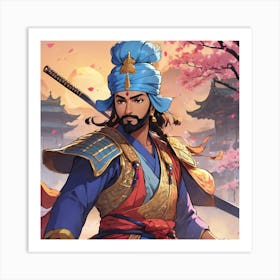 Sikh Warrior as a Samurai 1 Art Print