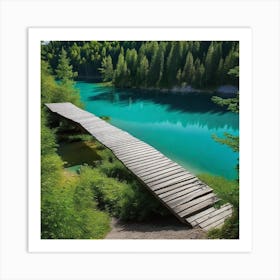 Wooden Bridge Over A Lake Art Print