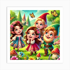 Happy Gnomes Art Print