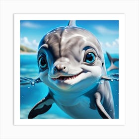 Dolphin In The Ocean 1 Art Print