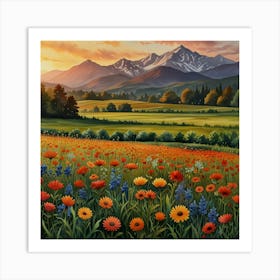 Wildflowers At Sunset 4 Art Print