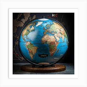 Globe Showcasing Detailed European Geography Countries Delineated By Bold Black Borders Italy High (2) Affiche