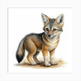 Watercolor Illustration Of A Kit Fox Pup Art Print