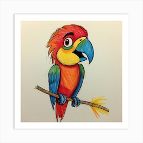 Parrot On A Branch 2 Art Print