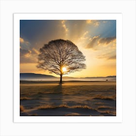Lone Tree At Sunrise Art Print