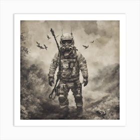 Soldier In The Woods Art Print