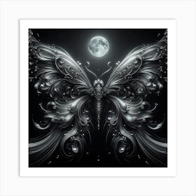 Butterfly With Moon Art Print