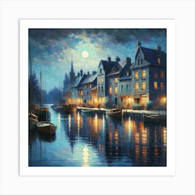 Night On The Canal Art Print