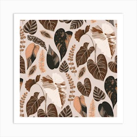 Tropical Leaves Earth Tones Art Print