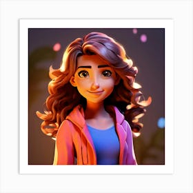 Girl With Long Hair Art Print