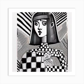 Checkered Girl Art Print