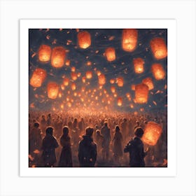 Lanterns In The Sky 1 Art Print