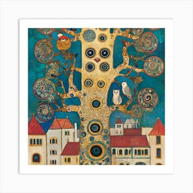 Owls In The Tree Art Art Print