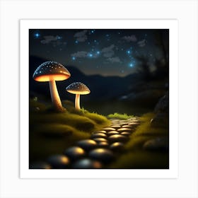 Glowing Mushrooms 2 Art Print