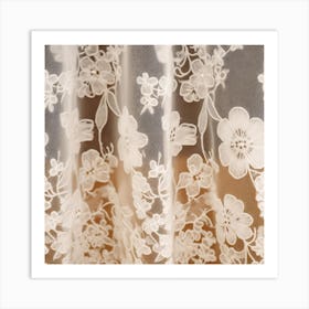 White Lace Curtain Art Print