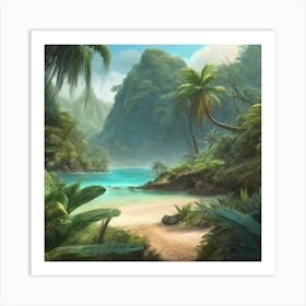 Tropical Landscape (AI) Art Print