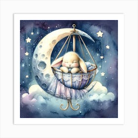 Bunny On The Moon Art Print Art Print