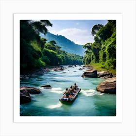 Picture Yourself On The Brink Of A Vast Pale Blue River Its Surface Shimmering With Excitement Art Print