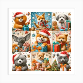 Christmas Animals Jigsaw Puzzle Art Print
