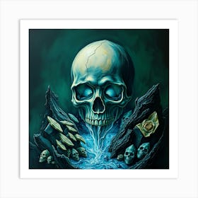 Skull And Water Art Print