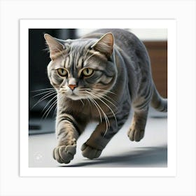 Cat Running Art Print