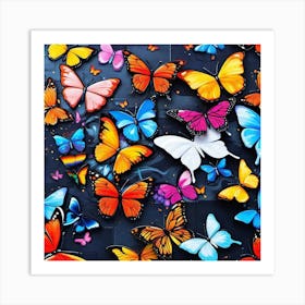 Many Colorful Butterflies Art Print