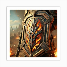 Flame Guardian Shield Close Up Art Print