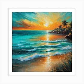 Sunset At The Beach 758 Art Print