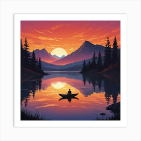 Sunset In A Canoe Art Print