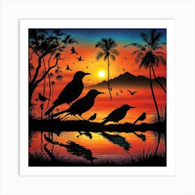 Sunset Birds Art Print