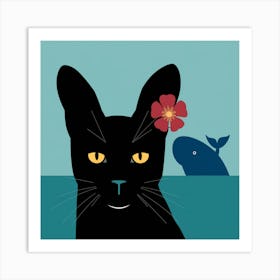 Cat And Whale Art Print