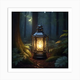 Lantern In The Forest Art Print