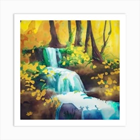 Waterfall In The Forest 2 Art Print