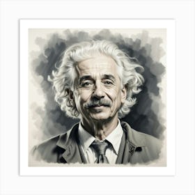 Chalk Painting Of Albert Einstein Art Print