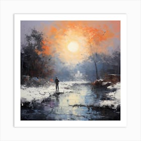 Snowfall Serenade à la Monet 1 Art Print