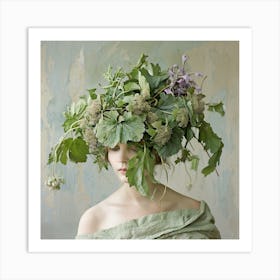 Woman With A Green Headdress Art Print