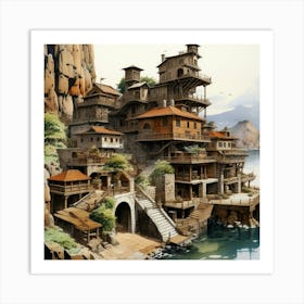 Village wooden by the sea Art Print