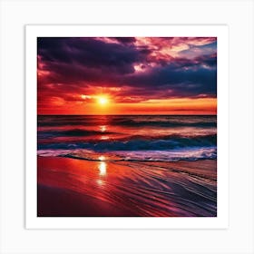 Sunset On The Beach 363 Art Print