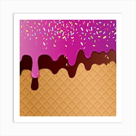 Ice Cream Waffle Vector 2 Art Print