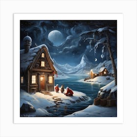 Santa'S Cabin Art Print