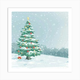 Christmas Banner Texture With A Snowy Landscape 6 Art Print