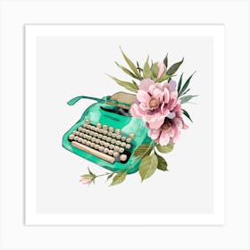 Typewriter With Flowers Art Print